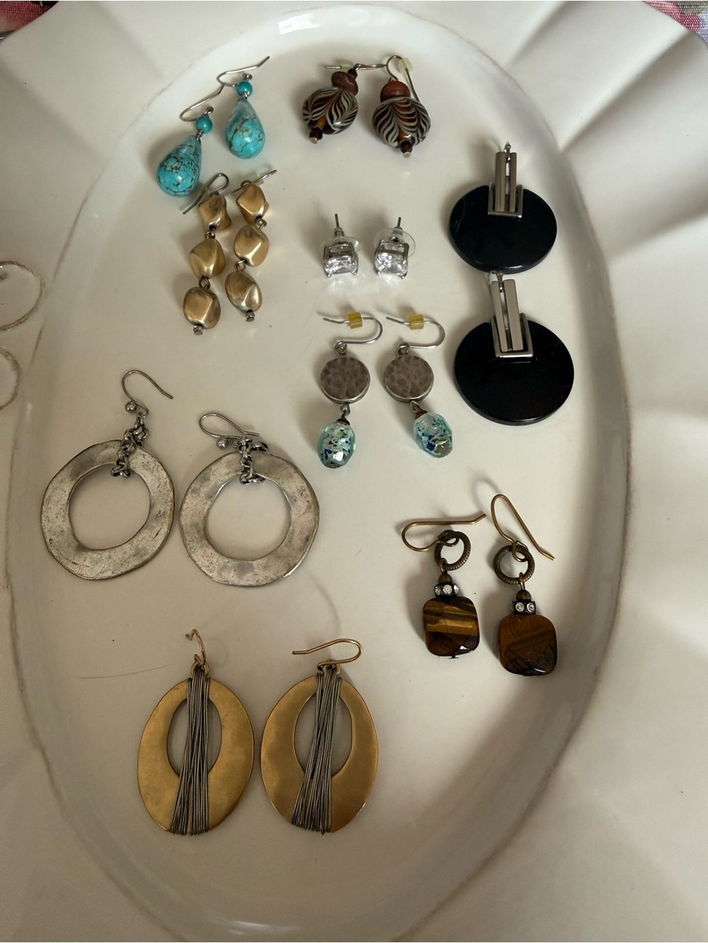 Mixed Women's Earring Set — Turquoise, Gold, Silver, Black, Brown
